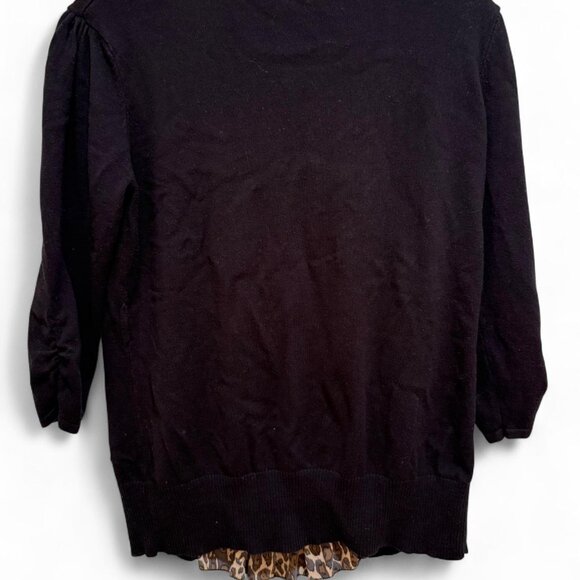 Torrid Black Sweater Cardigan Style w/Leopard Print Ruffle Top EUC - Picture 6 of 6